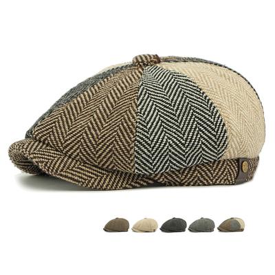 Podzimní osmihranná čepice Pánský baret s kachním kšiltem Britská vintage čepice Newsboy Malířská čepice