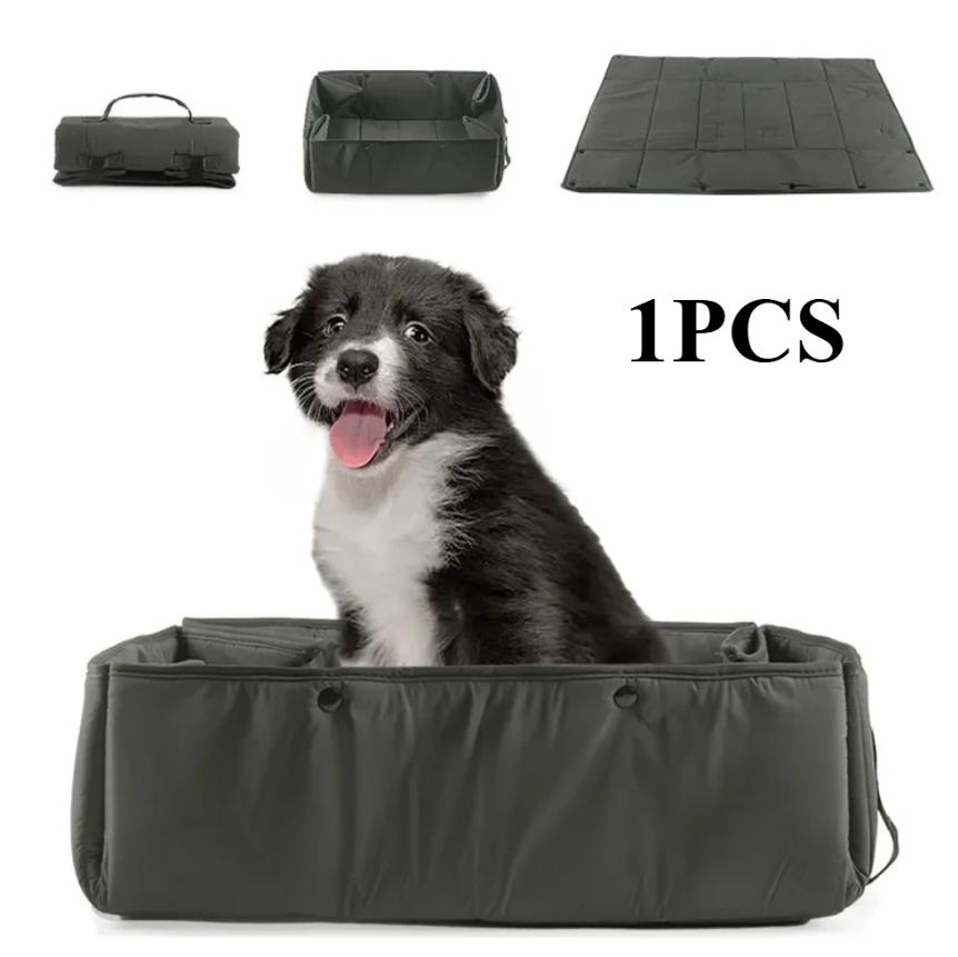 

Переносная дорожная кровать для собак, переноска для домашних животных 3 в 1, коврик и подушка, складная водо- и грязеустойчивая будка