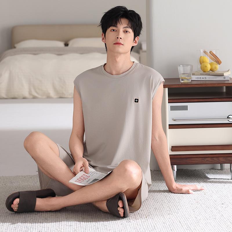 Men's Summer 2026 Modal Pajama Set - Lightweight Vest & Shorts for Home Wear