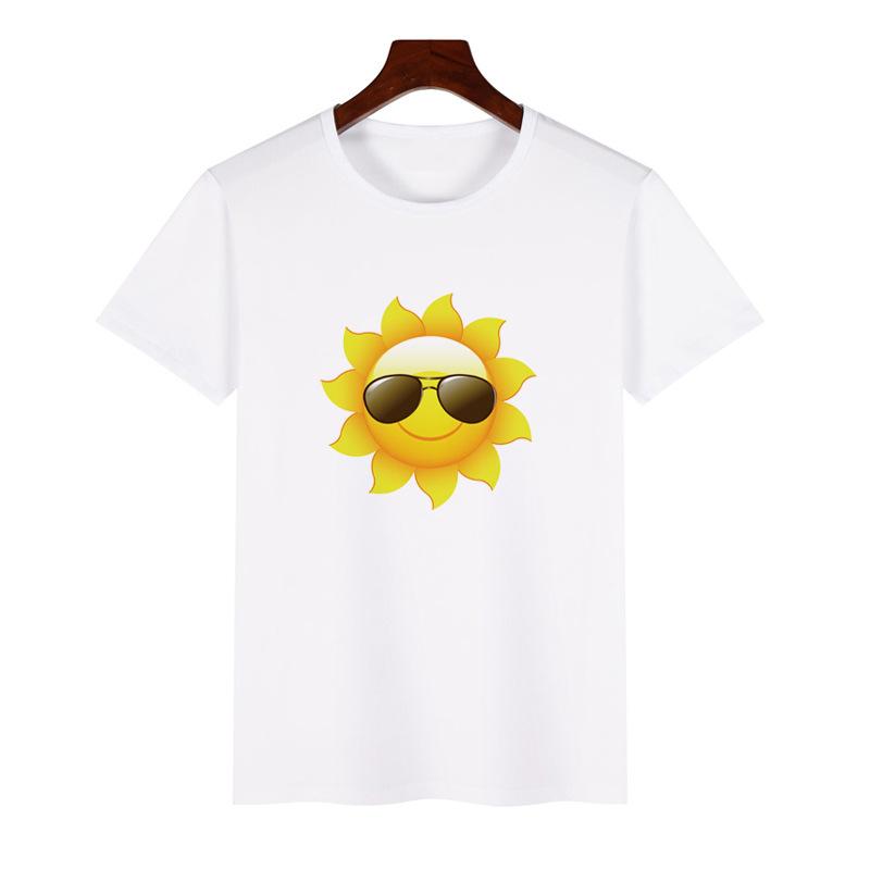 Trendy ShortSleeved Unisex Tshirt Sun Pattern Print Casual Polyester ParentChild Matching Summer Fashion Top for Boys Girls
