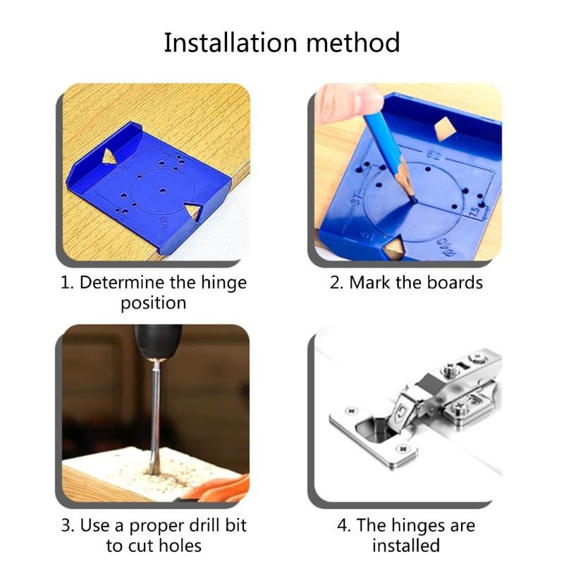35/40mm Hinge Hole Jig Drill Guide Template Jig For Woodworking Cabinets Hinges Hole Locator