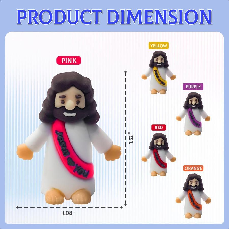 

5PCS Little Jesus Figurine Mini Jesus Love You Car Decor Religious Favors for Easter Baptism Sunday School Holiday Present Car United States