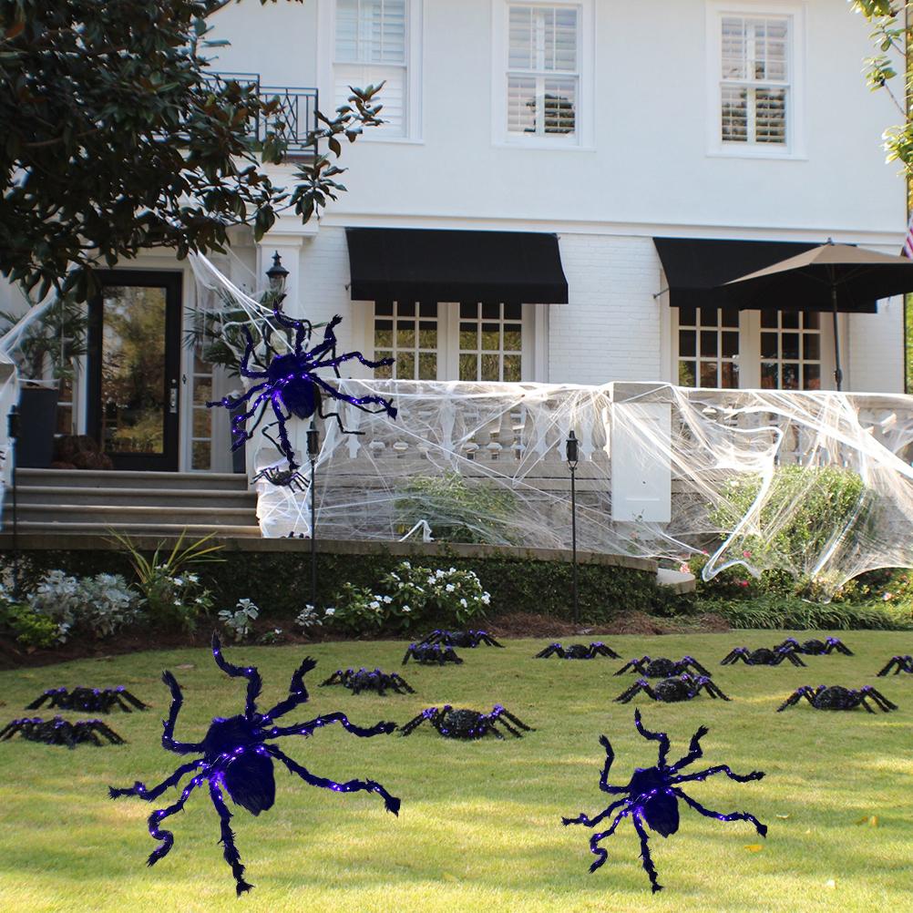 Halloween Spider Decorations Light Up Giant Spider Glowing Black Spider for Indoor Outdoor
