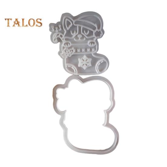 Christmas Cookie Cutter 3D Mini Cartoon Animal Shape Fondant Biscuit Stamp for Baking Cake Decorating Corgi Kitten Dog Cat Christmas Theme Holiday