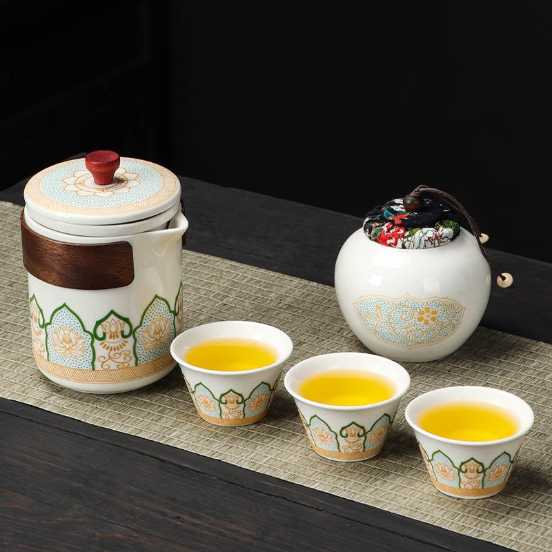 Travel Tea Set Outdoor Portable Express Cup One Pot Three Cups Set Company Opening Store Event Souvenir