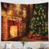 Christmas Tree Tapestry Christmas Gift Fireplace Snowflakes Santa Claus Winter Farmhouse Decoration Kitchen Wall Blanket