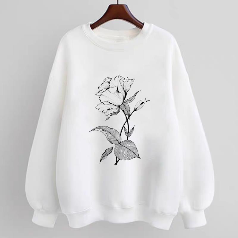 

(Азиатский размер) Женский принт в цветочном стиле, тренд 90-х годов, милый принт, весна-осень-зима, модные повседневные пуловеры, флисовая одежда, толстовки с графикой