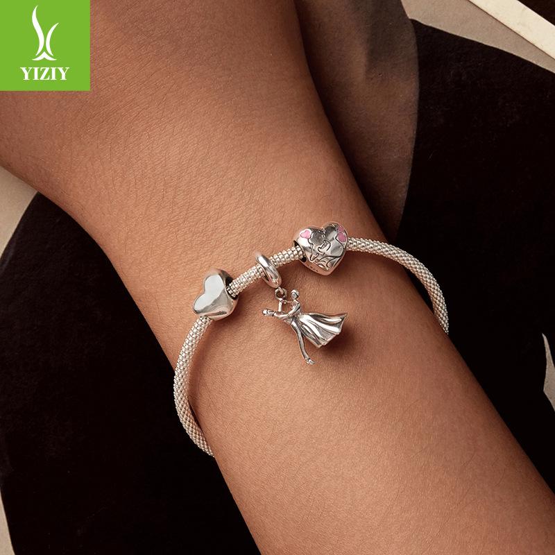 925 Sterling Silver Shining Heart Beads, Love Tree Of Life Diy Bracelet Accessories Valentine'S Day Series