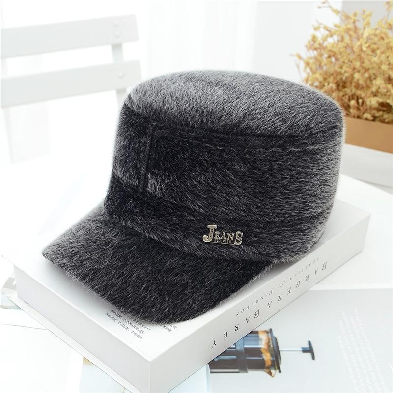 

Зимняя новая мужская теплая шапка-федора с защитой ушей, шапка из норки, ветрозащитная, бархатная, утолщенная, холодная хлопковая шапка Adjustable - Fleece