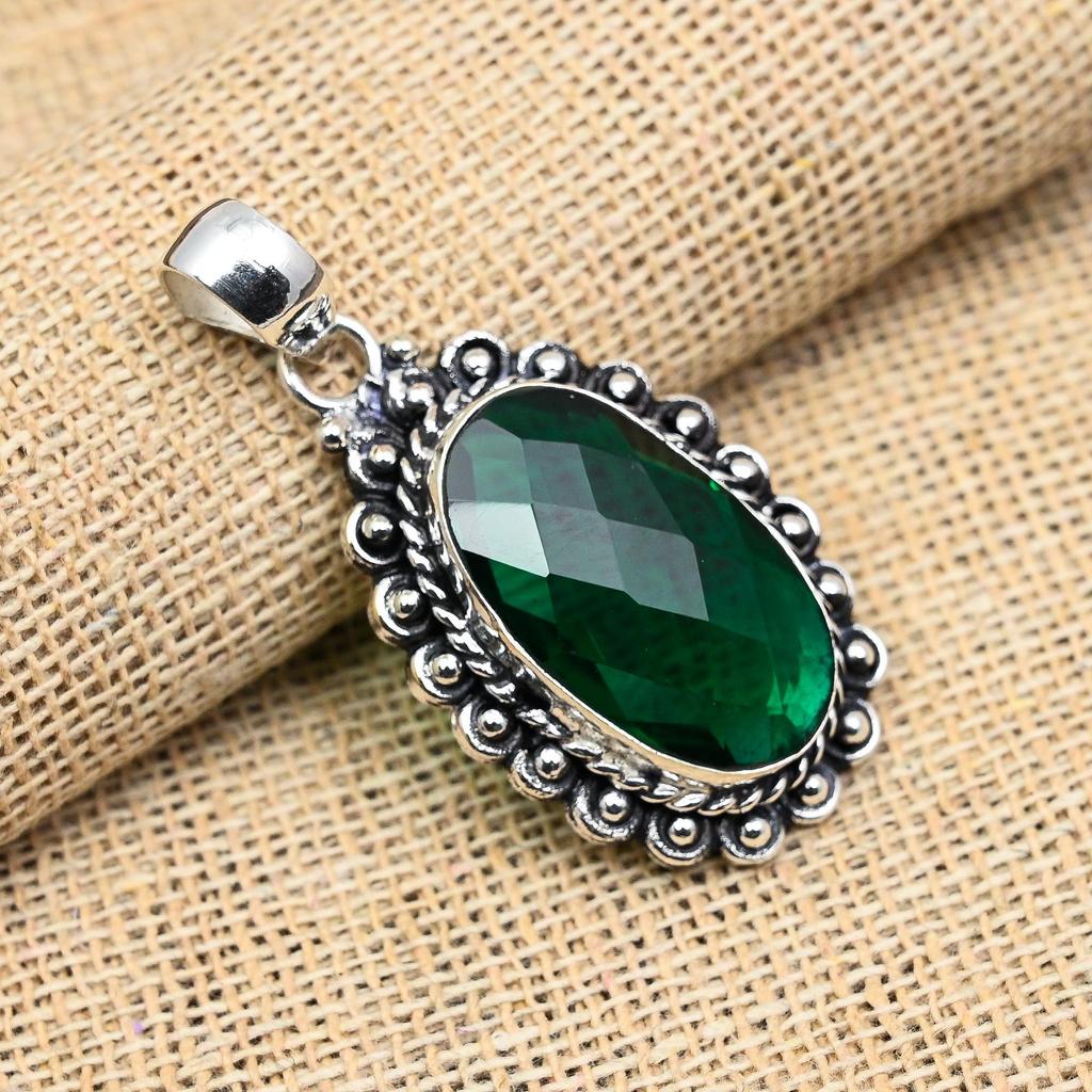 Kromdiopsid Ädelsten Handgjord 925 Massivt Sterlingsilver Smycke För Kvinnor