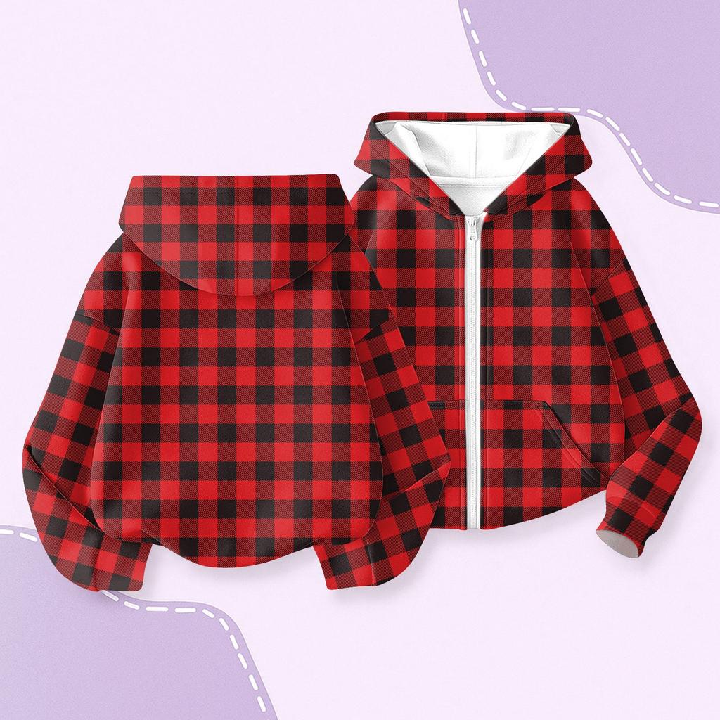 Children's Fashion Christmas Printed Long Sleeved Hooded Sweatshirt, Girls' Hoodie Jacket