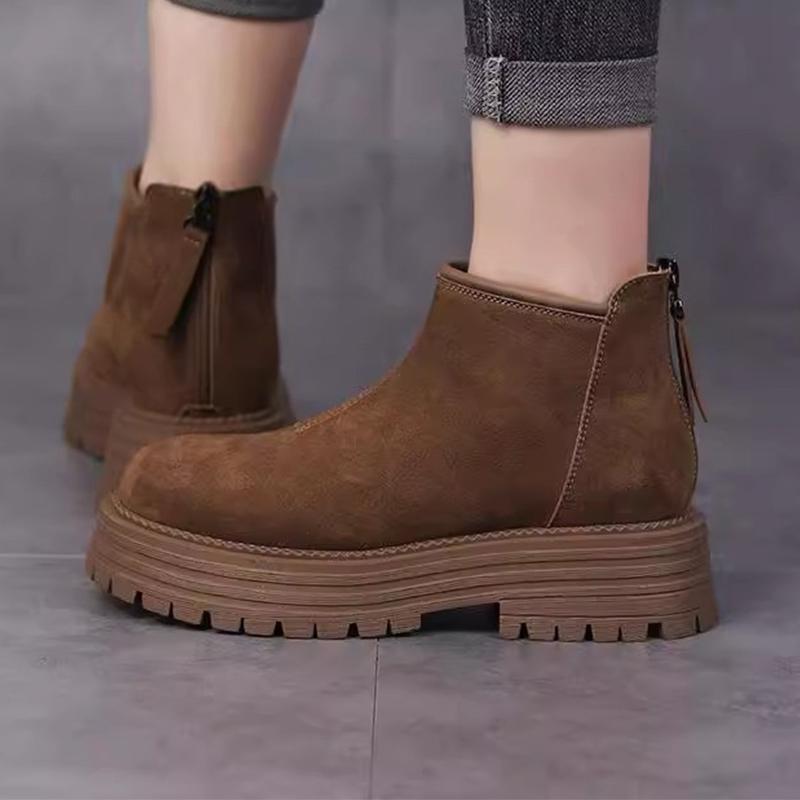 

Замшевые женские ботильоны на платформе, высокие каблуки, модная обувь для женщин, тренд 2025 года, зимние новые прогулочные удобные спортивные повседневные зимние ботинки Femme 35