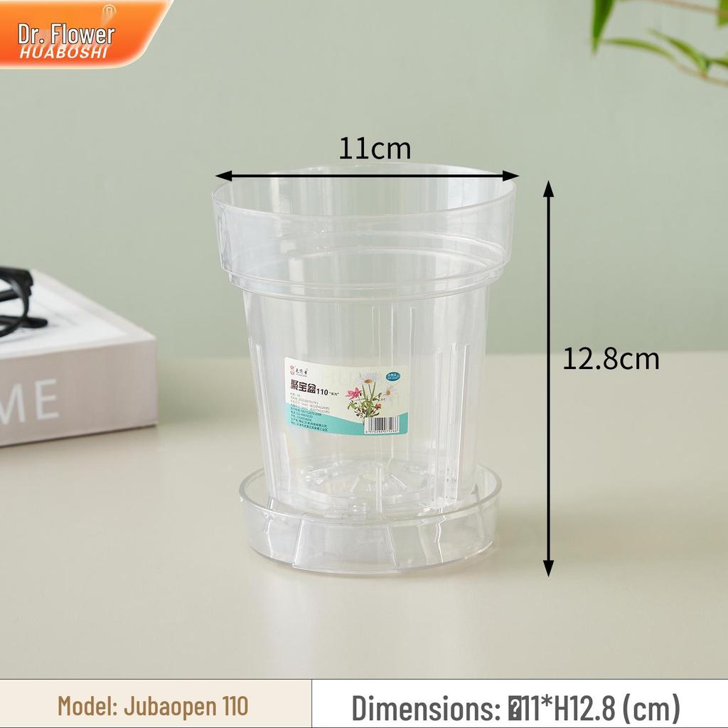 Wheeled Transparent Flower Pot Tray with Water Collection