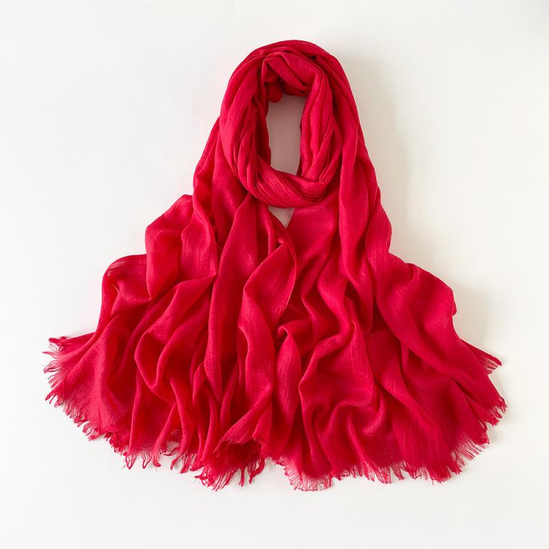 180 * 90 Cotton And Linen Scarf Sunscreen Folds Solid Color Human Cotton Silk Scarf Shawl Multi-Color Yarn Headscarf Women