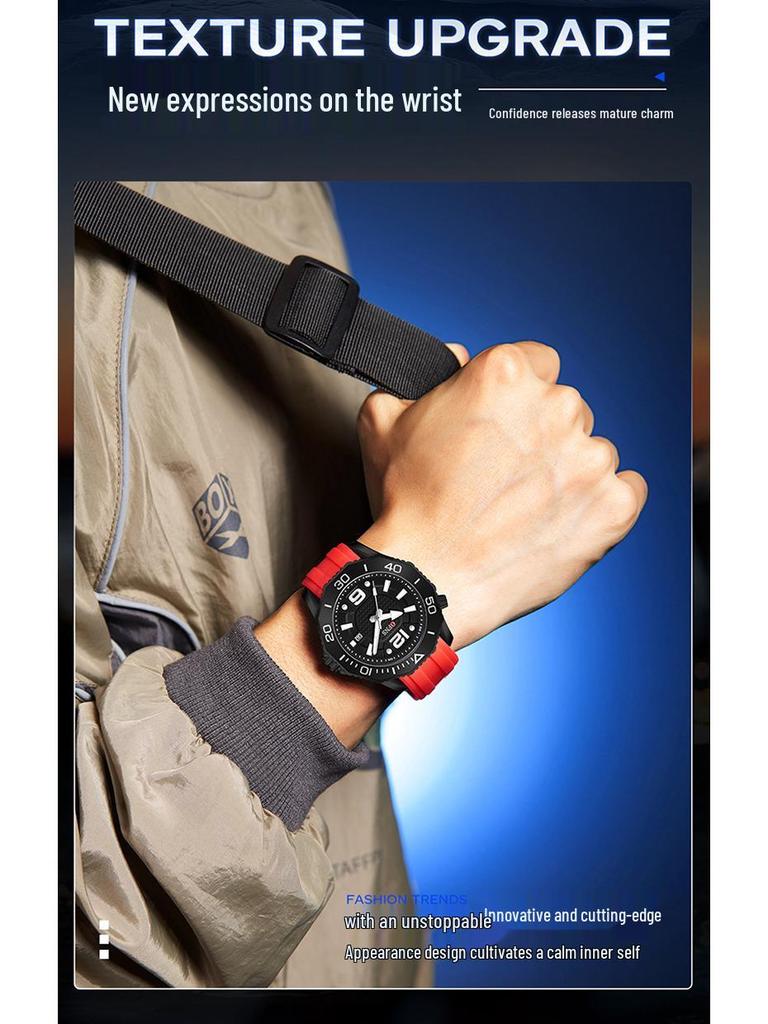 Oufanni Men's Rotating Bezel Quartz Watch - Waterproof, Douyin Style, High-Value with Single Calendar