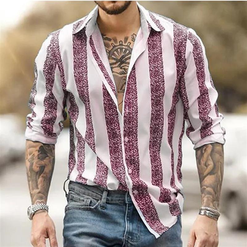 

Summer Fashion High-end Men s Long-sleeved Shirt Outdoor Wear 100%Polyester Fiber Digital Printing 3XL рожевий