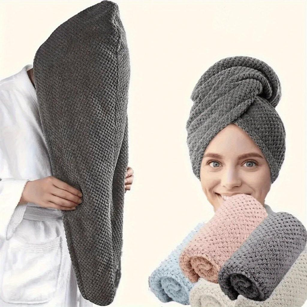 Ultra-Soft Microfiber Hair Towel - Quick Dry, Super Absorbent Wrap for Women & Girls, Gentle on Frizzy or Damaged Hair, Solid Color Bath Accessory