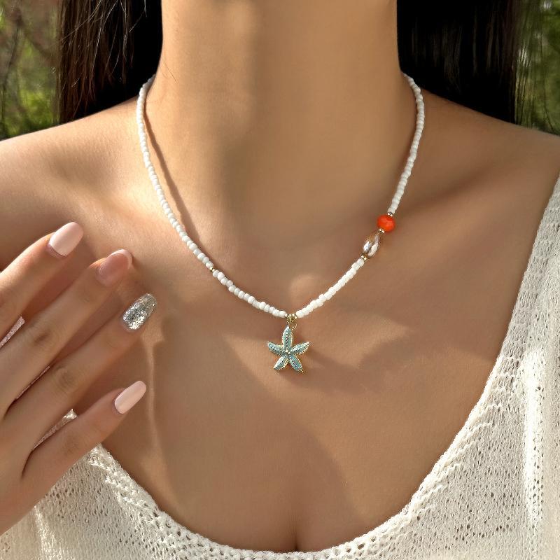 Bohemian Style Cute Ceramic Fish Pendant Rice Bead Necklace For Women Colorful Seaside Vacation Jewelry Accessories