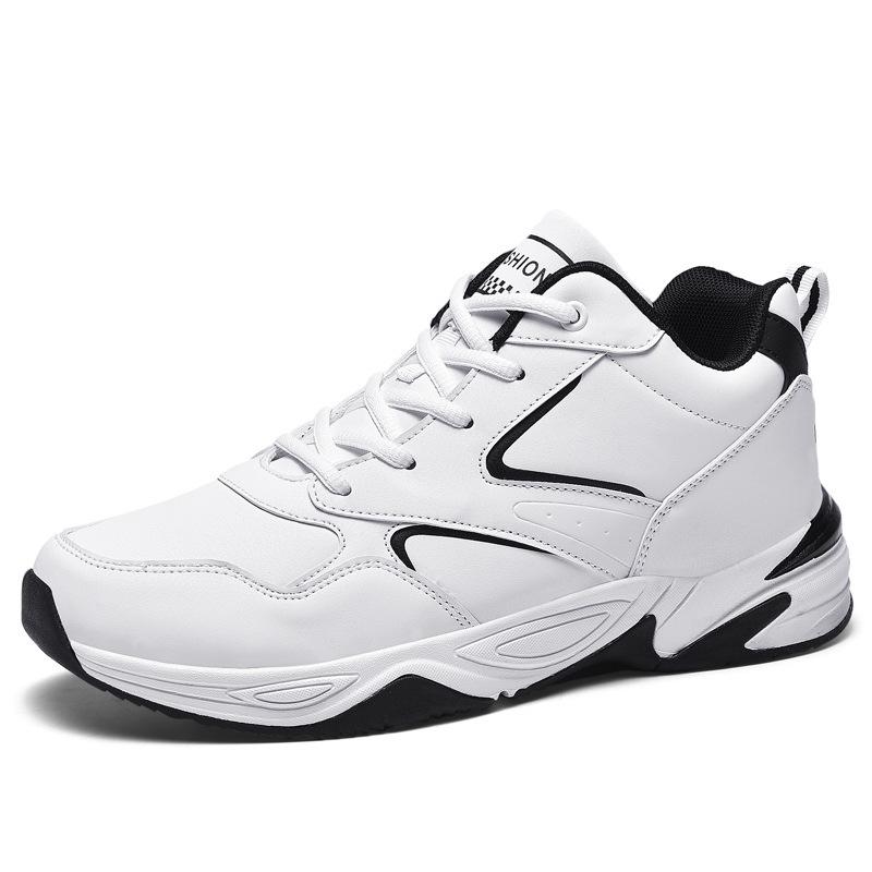 

Men s sports shoes autumn new leather surface shock absorption large size men s shoes fashion student running travel shoes 35 білий