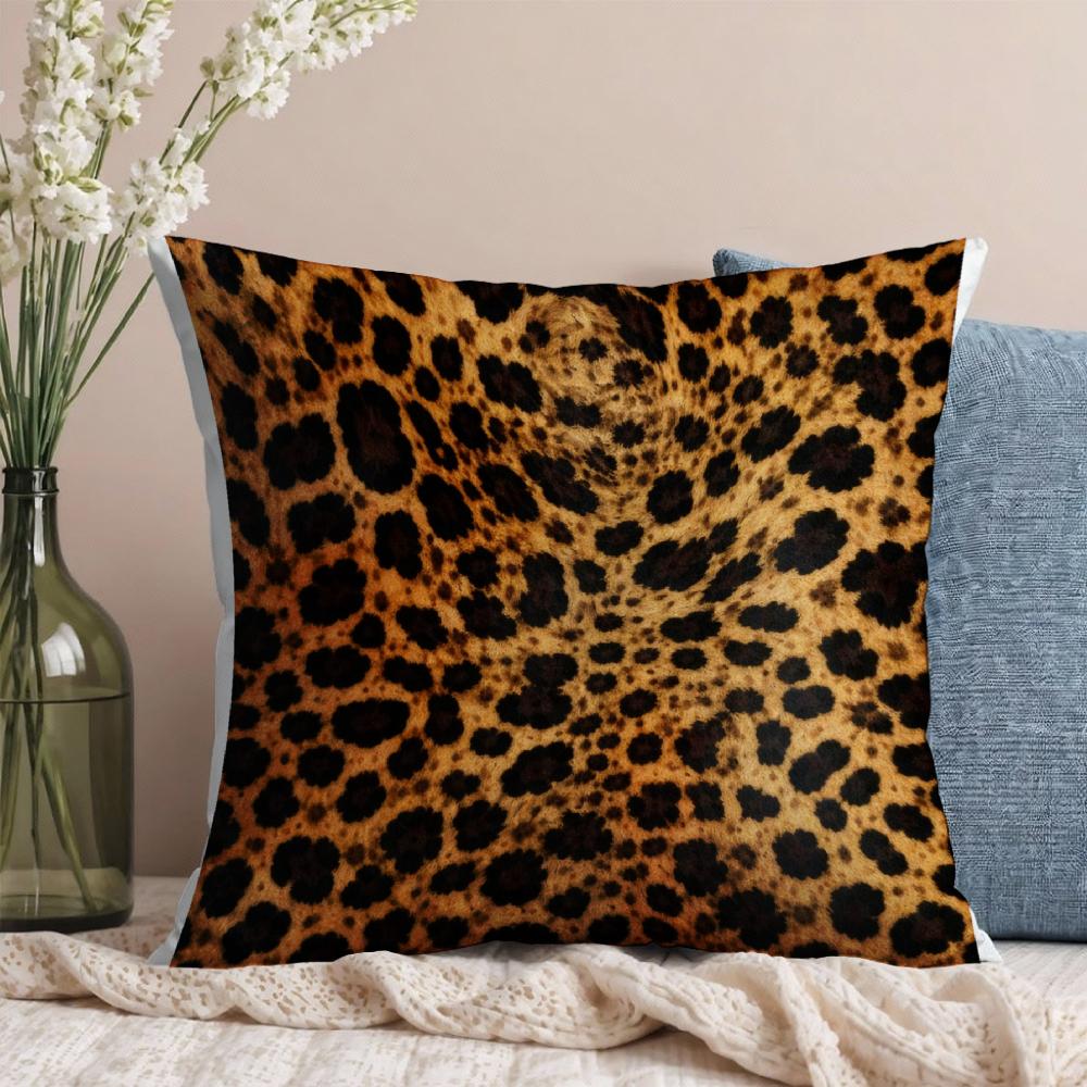 Leopard Print Pillow Cover Brown Black Animal Pattern Decorative Cushion For Living Room Bedroom Sofa Chair