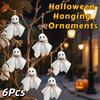 6Pcs 3 Inch Halloween Cloth Ghosts White Ghosts Hanging Ghost Pendant  Haunted House Decoration