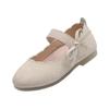 Children Round Toe Ballet Flat Shoes with Adjustable Strap and Decorative Bow Slip On Lightweight Comfortable Soft Sole Casual Footwear