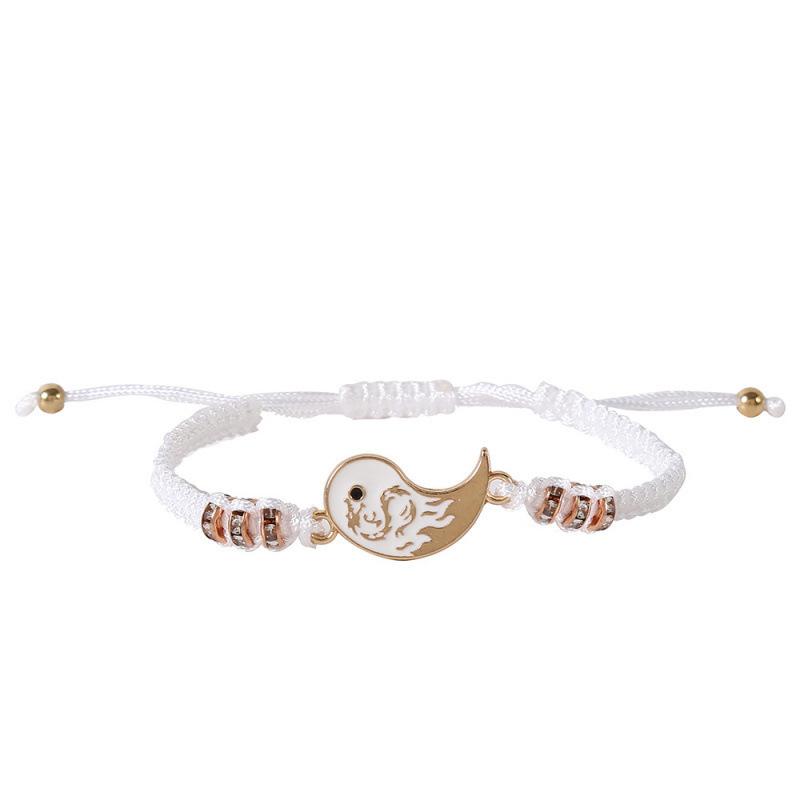 Zwei verstellbare Yin-Yang-Muster Armbänder und Halsketten Set, Anhänger, Partner-Stil.