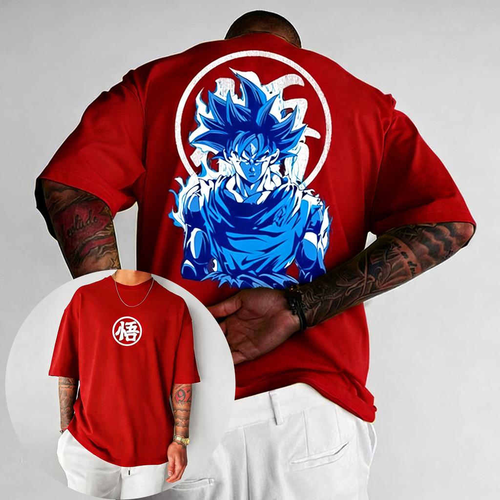 New Dragon Ball Super Z Anime Direct Spray Printing Trendy Casual Heavy Weight Cotton Short Sleeved Tshirt Mens Summer