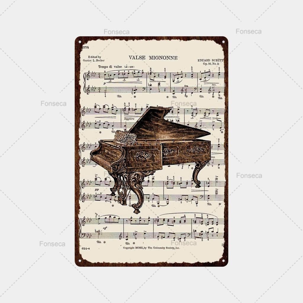 Music Score, Scenery, Metal Sign, Vintage Tin Sign, Metal Vintage Bar, Vintage Wall Decoration, Bar, Club, Metal Poster