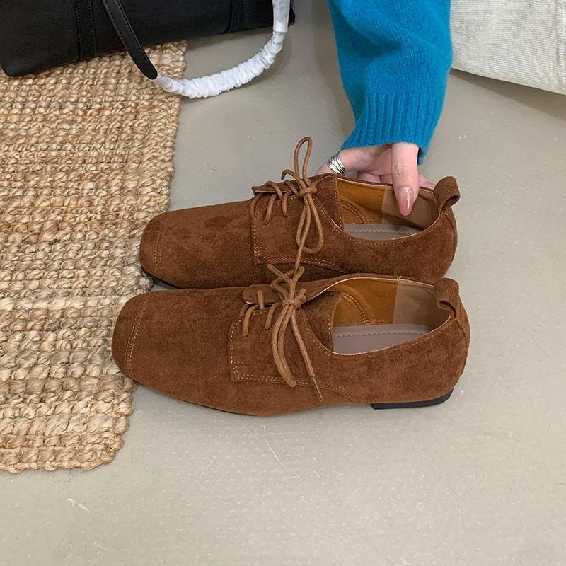 Fashion Fashion Lace Up Footwear Flats With Shoes For Ladies Casual Soft Female Square Toe Women Flats Shallow Shoes New In 2025
