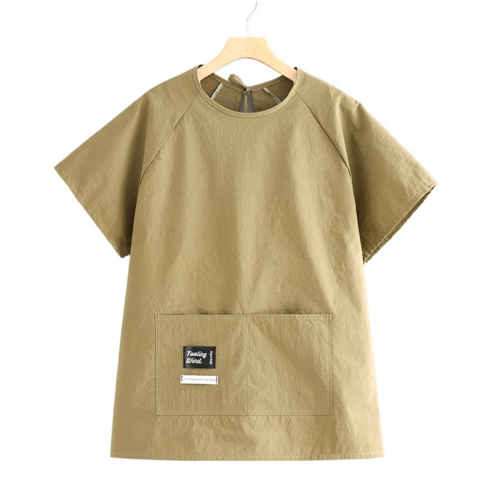 

Waterproof Kitchen Apron Solid Color Cooking Apron Creative Short Sleeved Apron Kitchen хаки