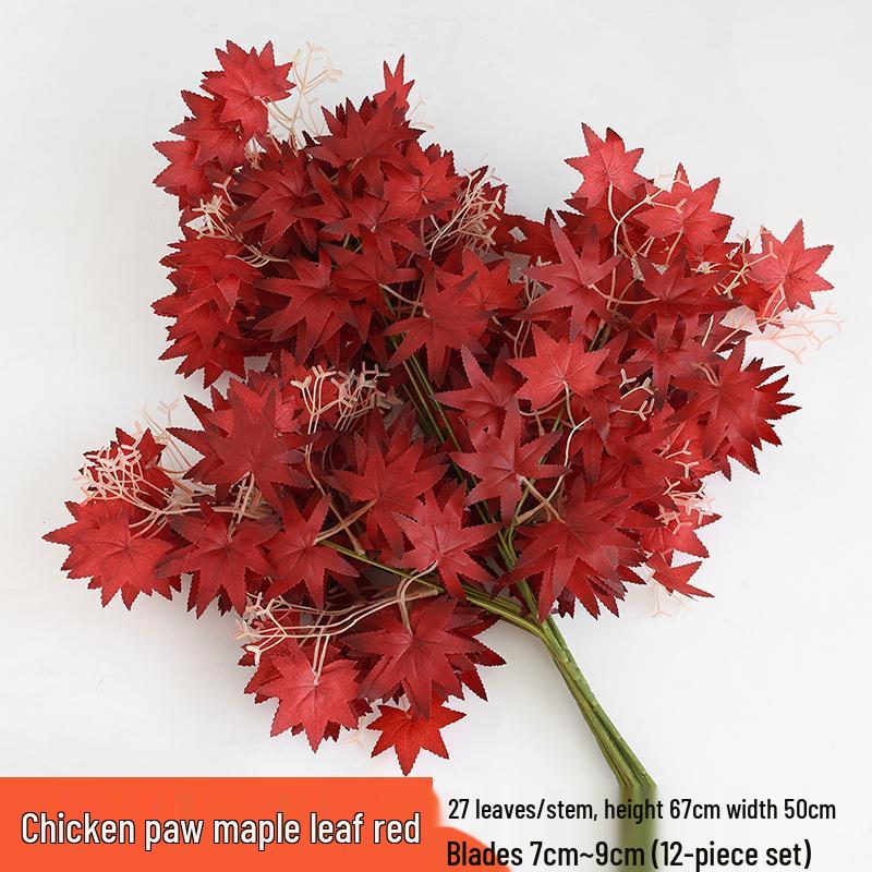Artificial Red Maple Leaves for Indoor/Outdoor Decor and Landscaping