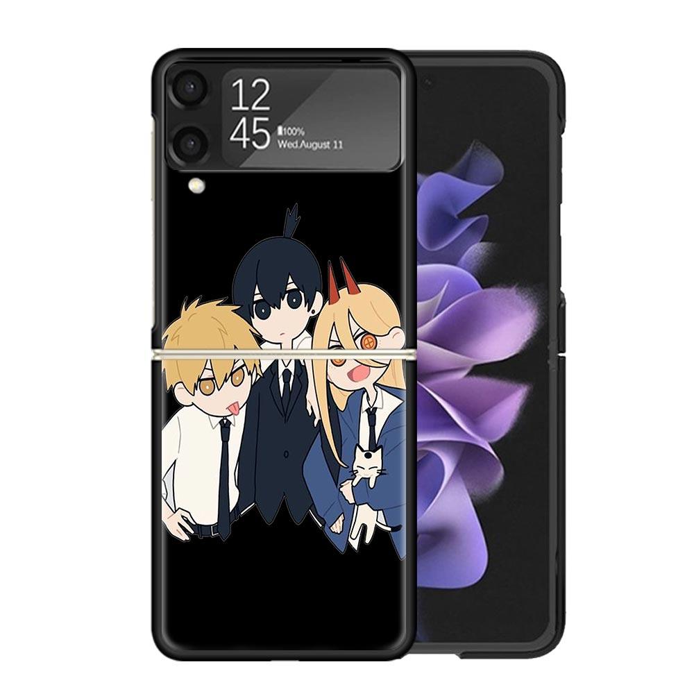 Chainsaw Cartoon Clear Phone Case For Samsung Z Flip 7 6 5 4 3 Galaxy ZFlip7 ZFlip6 ZFlip5 ZFlip4 ZFlip3 5G Print Cover Coque Z