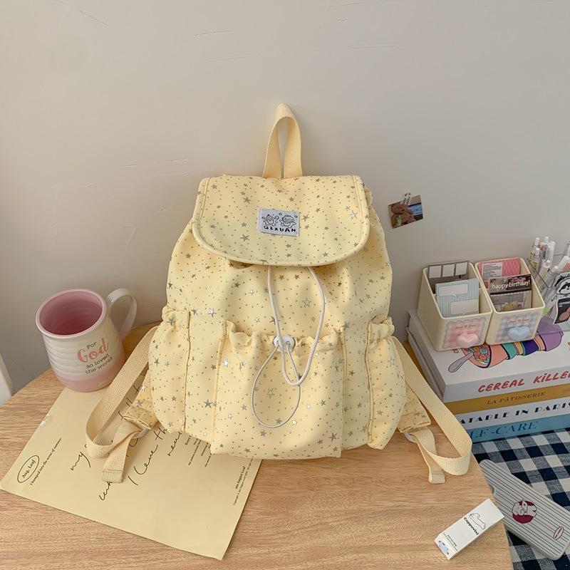 Schoolbag Star Polka Dot Design Strap Backpack Female College Style Student Commuter School Bag Niche Leisure Travel Backpack