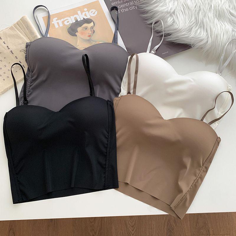 Women's Summer Ice Silk Camisole with Integrated Chest Pad and Beautiful Back Design