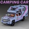 1/32 Chevrolet Silverado Recreational Vehicle RV Alloy Car Model Sound and Light Children's Toy Collectibles Birthday Gift