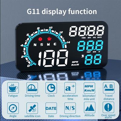 G11 GPS HUD Speedometer Hud Head Up Display Car With Overspeed Alarm For Universal Oil Fuel Electric Hybrid Vehicle Car Display
