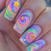Summer Sweetheart Handmade Short Coffin Press On Nails Dreamy Stars Moon Colorful Cute Fake Nails For Girls