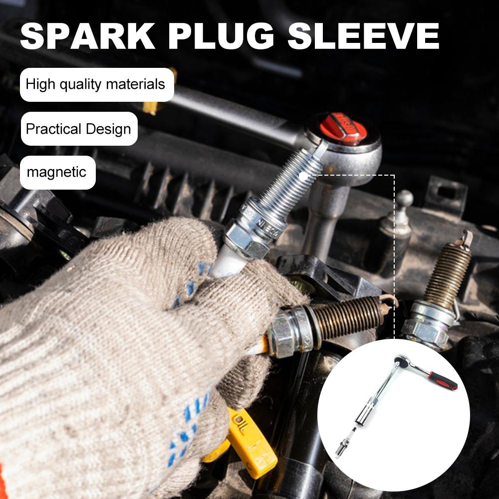 3/8 Inch 12 Point Drive Spark Plug Socket Wrench With Magnetics 14/16mm CR-V Steel Socket Wrench Adapter Car Removal Repair Tool