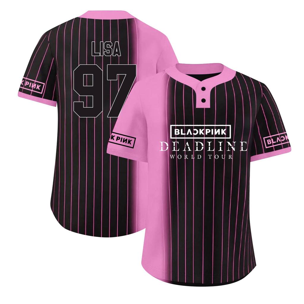 Women's Button Loose Printed Short-sleeved Baseball Jacket