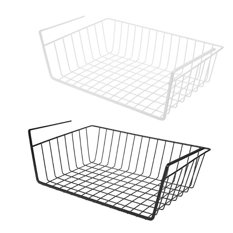 Hanging Under Shelf Storage Iron Cabinet Closet Desk Home Kitchen Hanging Mesh Basket Wire Bookcase Shelf Block Rack Organizer