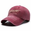 Unisex Distressed Embroidered Cotton Baseball Cap with Soft Brim for Sun Protection