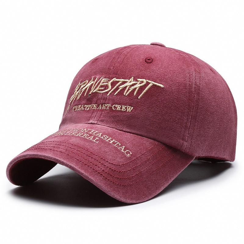 Unisex Distressed Embroidered Cotton Baseball Cap with Soft Brim for Sun Protection