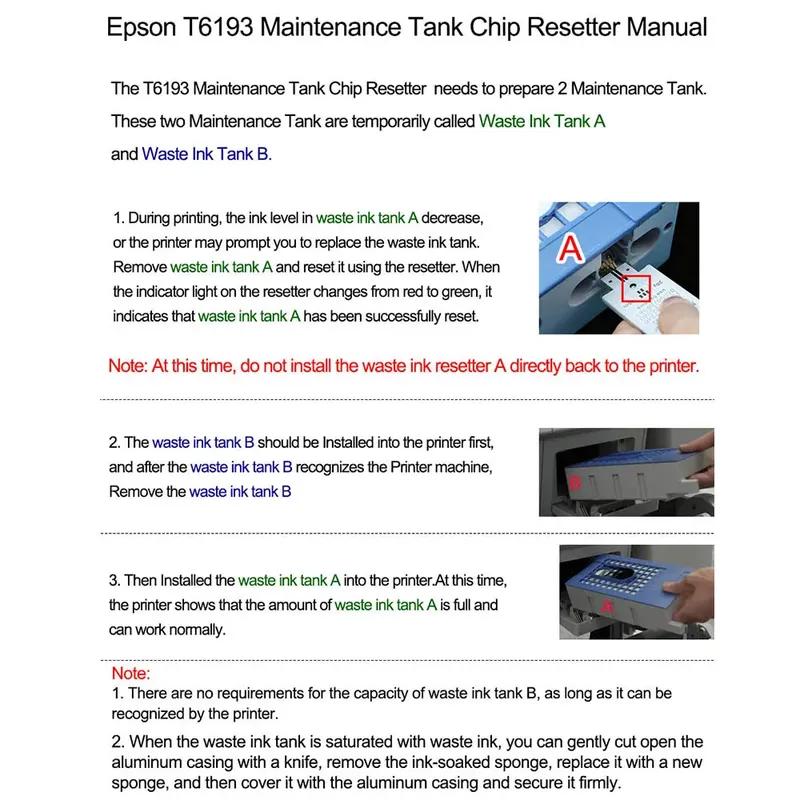 T6193 T619300 Maintenance Box Chip Resetter For Epson T3000 T3070 T3270 T7270 F6000 F6080 F7070 B6000 Waste Chip Reset