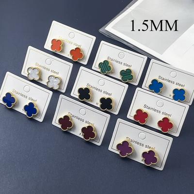 15mm Glossy Four-leaf Clover Earrings High Quality Fashion Titanium Steel No Color Loss Four-leaf Clover Earrings
