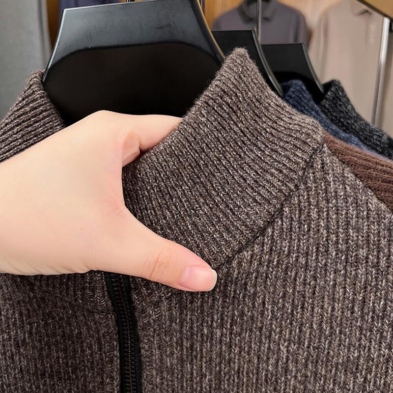 JOW Men's Heavyweight 100% Pure Wool Half-Zip Colorblock Sweater