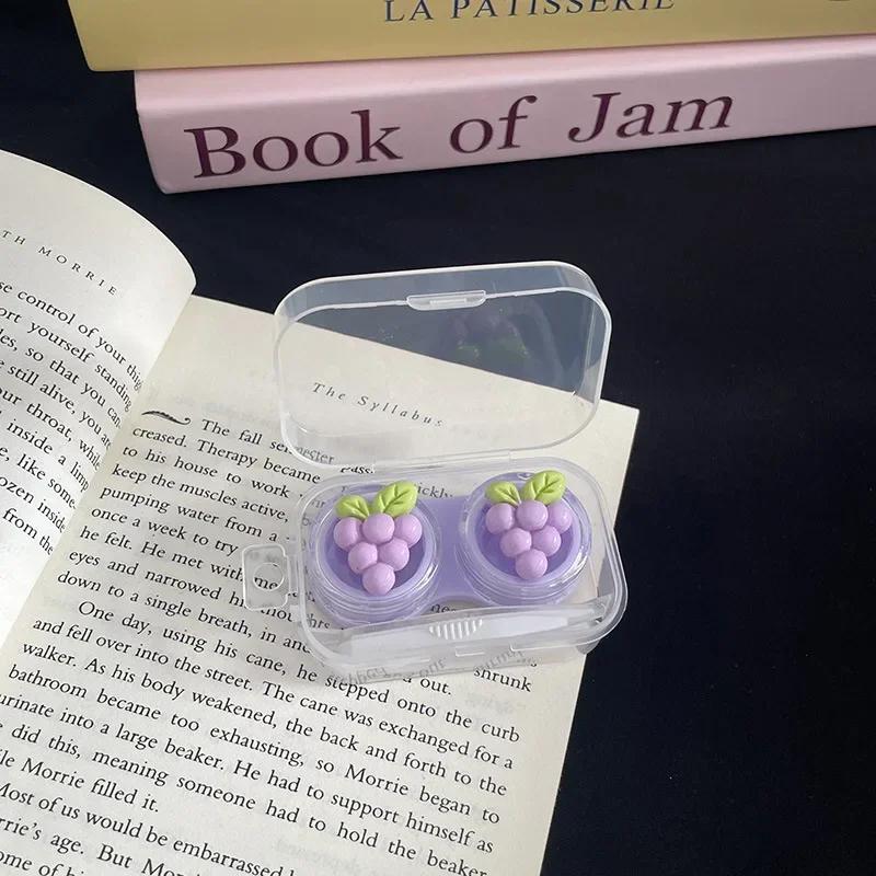 

Mini Portable Cute Contact Lens Case Box Cute Fruit Style Lovely Cartoon Lenses Container Travel Set Gift Eyewear Accessories виноградный