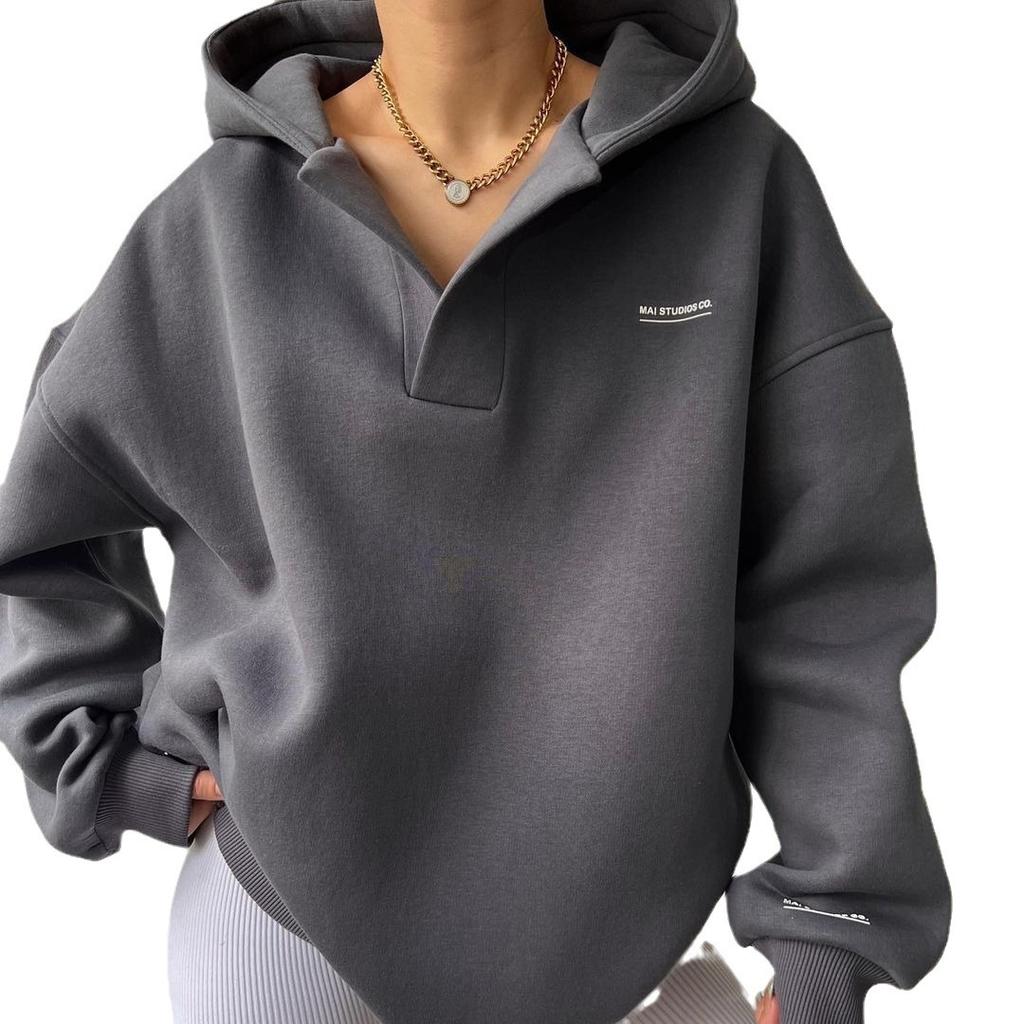 New fleece hooded printed long sleeved basic versatile hoodie 7001