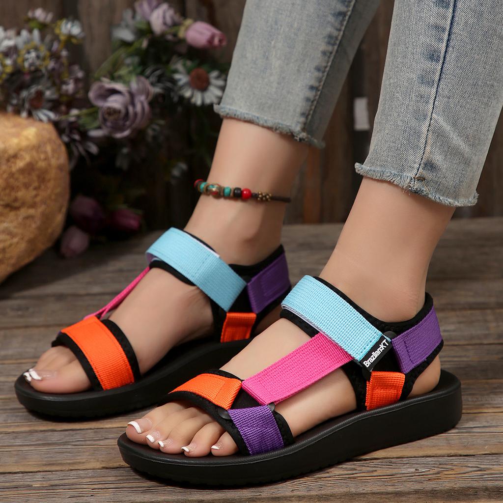 2025 Neue Sommer Damen Flache Sandalen Hanfseil Set Fuß Strandsandalen Outdoor All-Match Freizeitschuhe für Damen Große Größe Sandalen