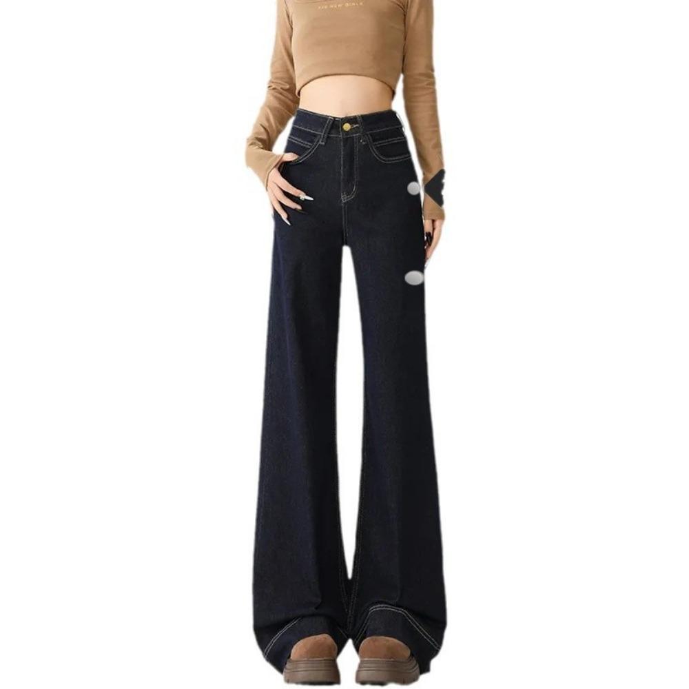 

F001 Джинсы широкие женские весенне-осенние новые с высокой талией свободные драпирующиеся прямые джинсы, подметающие пол 2XL